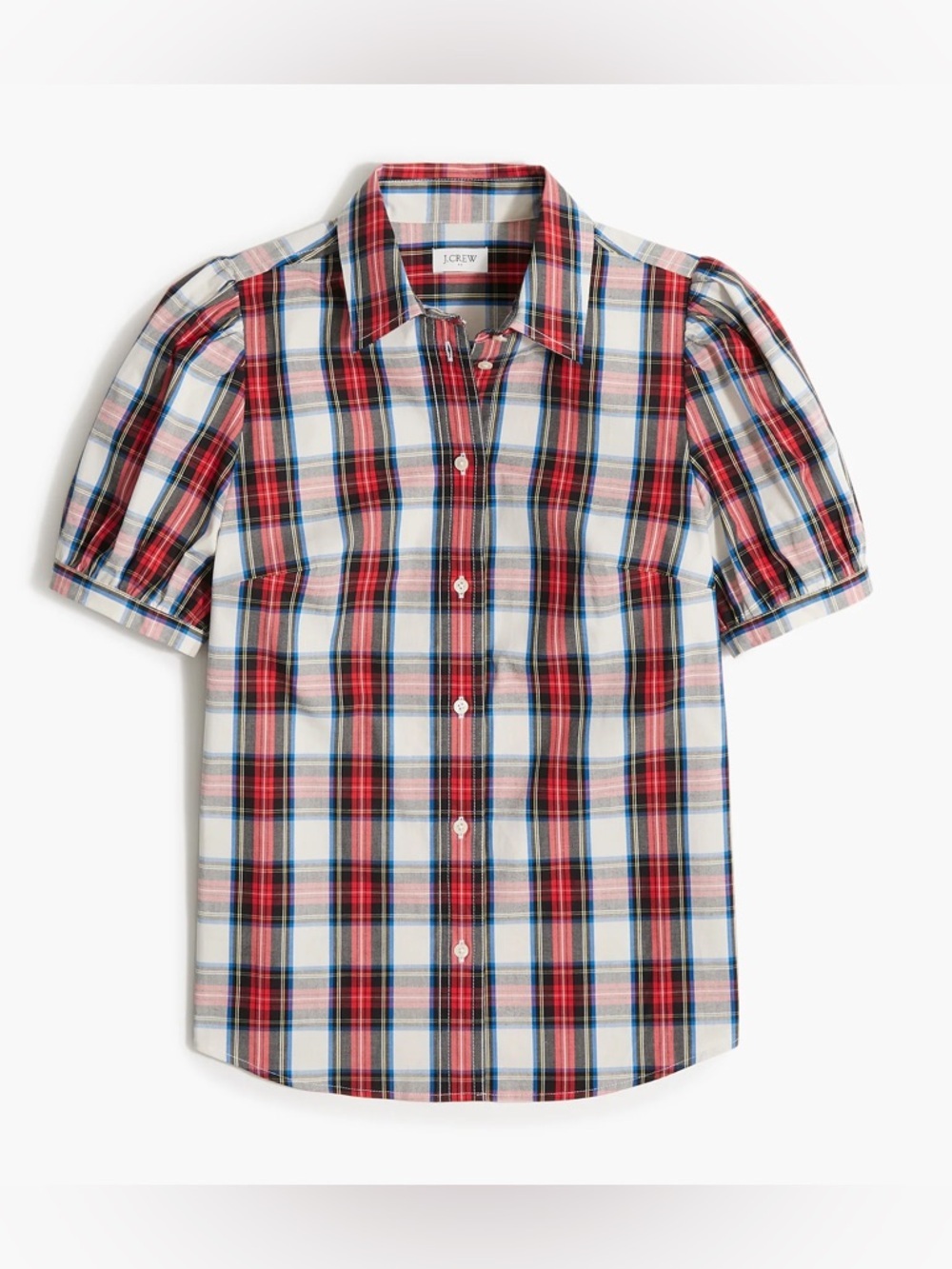 J Crew Puff-sleeve tartan button-up shirt, Size M, Great Condition